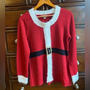 ONE WORLD Red Santa Cardigan Sweater